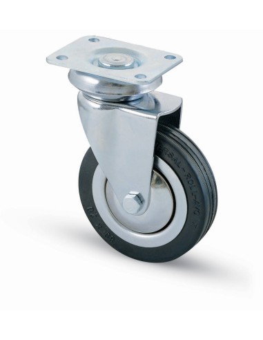 RUOTA CARRELLO D 100 MM GOMMA 155 PIASTRA