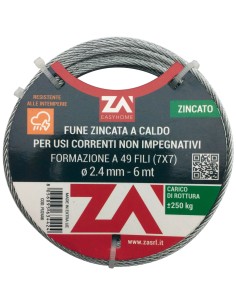 FUNE ACCIAIO ZINCATO ANTIGIRO 133F D 5  25 M