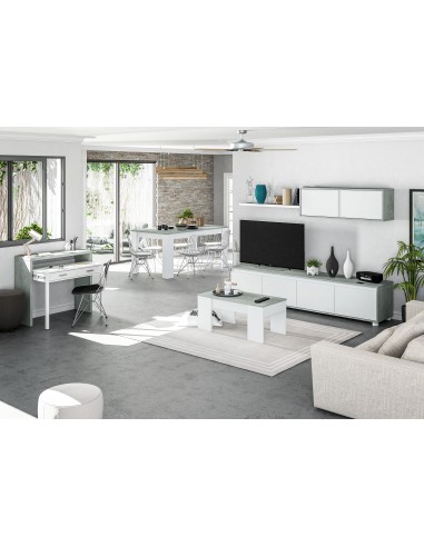 KIT TAVOLO CAFF ELEV 50X100X45/56H BIANCO/CEMEN