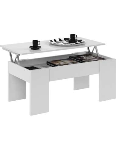KIT TAVOLO CAFFE ELEV 50X100X45/56H ROVERE/BIANCO