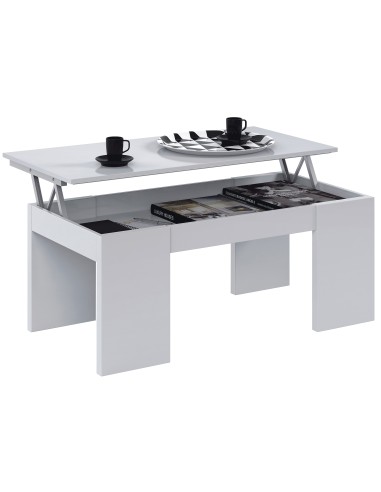 KIT TAVOLO CAFF ELEV 50X100X43/54H BIANCO LUCIDO