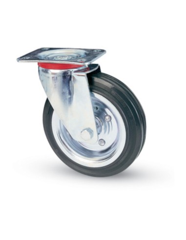 RUOTA INDUSTRIALE D 180 MM GOMMA 80 PIASTRA GIR
