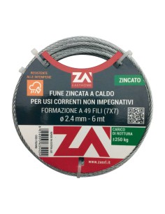 FUNE ACCIAIO ZINCATO ANTIGIRO 133F D 5  25 M