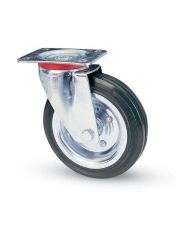 RUOTA INDUSTRIALE D 200 MM GOMMA 80 PIASTRA GIR
