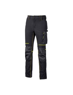 U-POWER PANTALONE ATOM SLIM FIT NERO-GIALLO TG.L