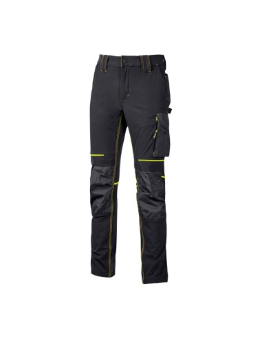 U-POWER PANTALONE ATOM SLIM FIT NERO-GIALLO TG.L
