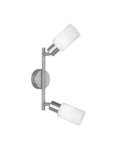 BARRA 2 FARETTI MARS E14 ACCIAIO/VETRO