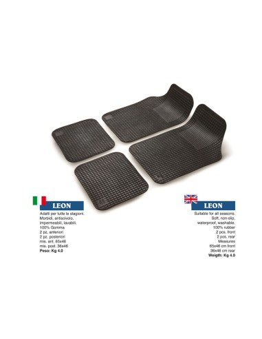 SET TAPPETO AUTO IN GOMMA POLAR 4 PEZZI