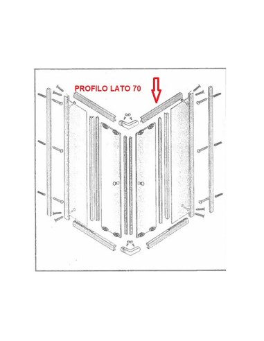 R PROFILO LATO 70 INF.+SUP. X BOX DOCCIA CRIST.TRAS/SER.MM.6CM