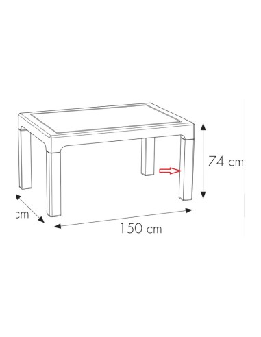R PIEDE X TAVOLO HOUSTON RESINA 150X90XH74 CM ANTRACITE