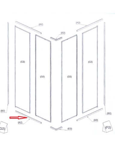 R PROFILO (A2)X BOX DOCCIA CRILEX GOCCIA 1,6 MM 68-80X68-80 BCO