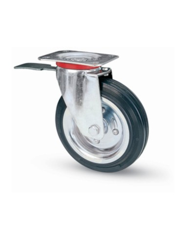 RUOTA INDUSTRIALE D 100 MM GOMMA 80BIS PIASTRA GIR FRE