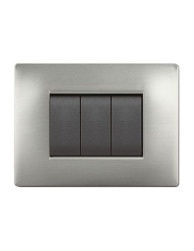PLACCA LIFE Q LIVING PLAST ACCIAIO SATINATO 4P